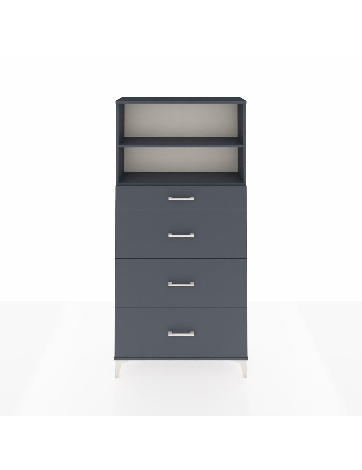 Arges Dolap 2 Raflı 4 Çekmeceli 88x30x182 Antrasit-Antrasit