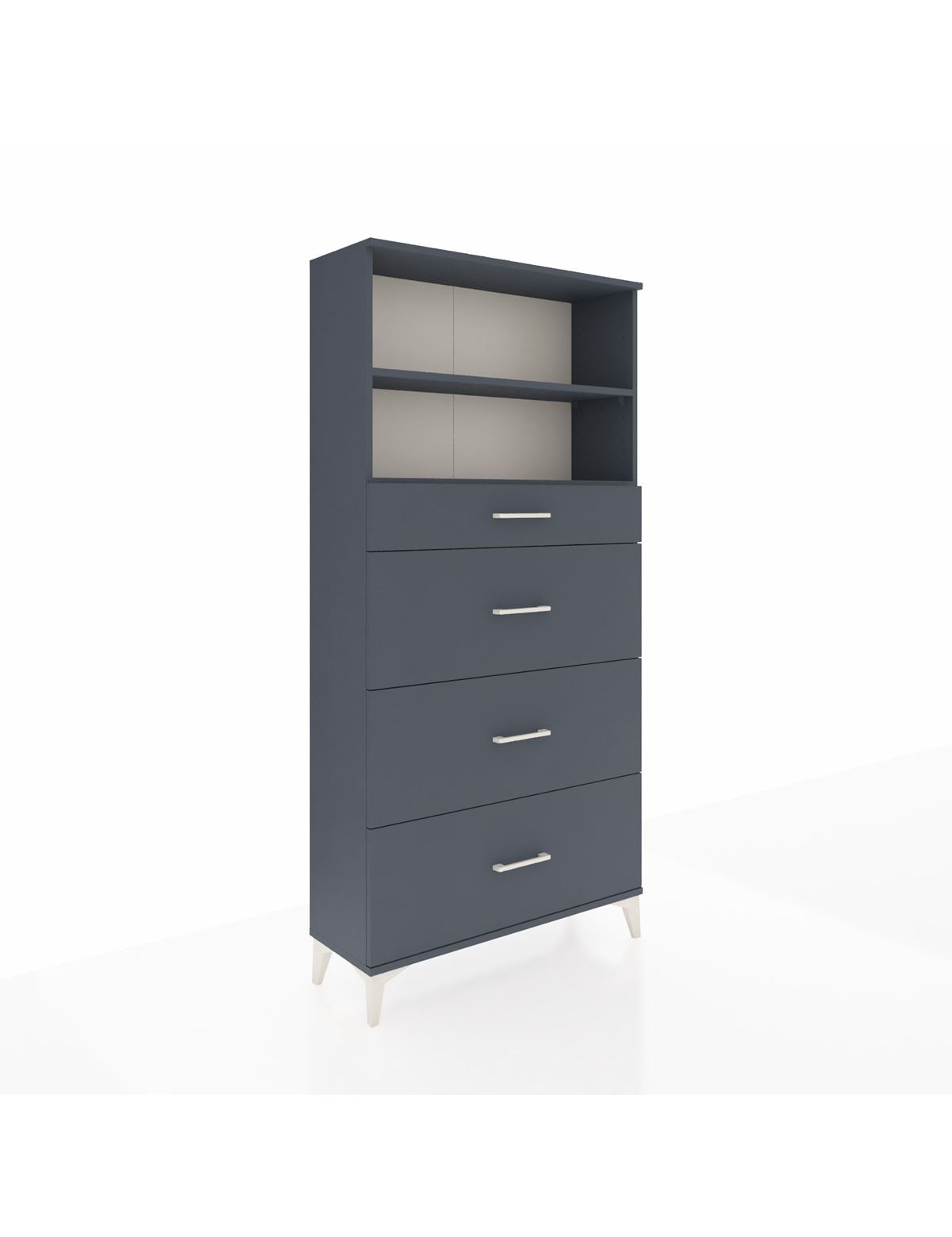 Arges Dolap 2 Raflı 4 Çekmeceli 88x30x182 Antrasit-Antrasit