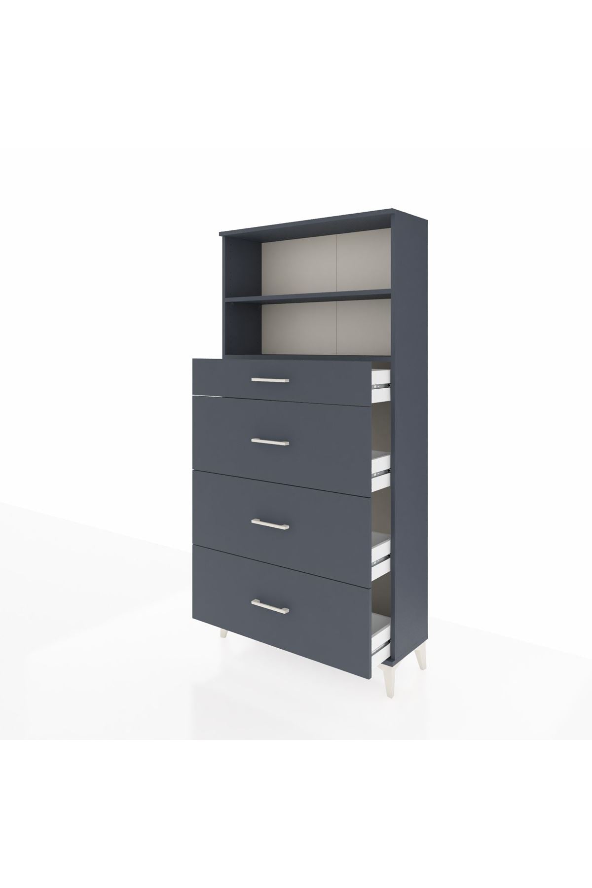 Arges Dolap 2 Raflı 4 Çekmeceli 88x30x182 Antrasit-Antrasit