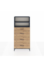 Arges Dolap 2 Raflı 4 Çekmeceli 88x30x182 Antrasit-Çam