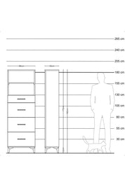 Arges Dolap 2 Raflı 4 Çekmeceli 88x30x182 Antrasit-Çam