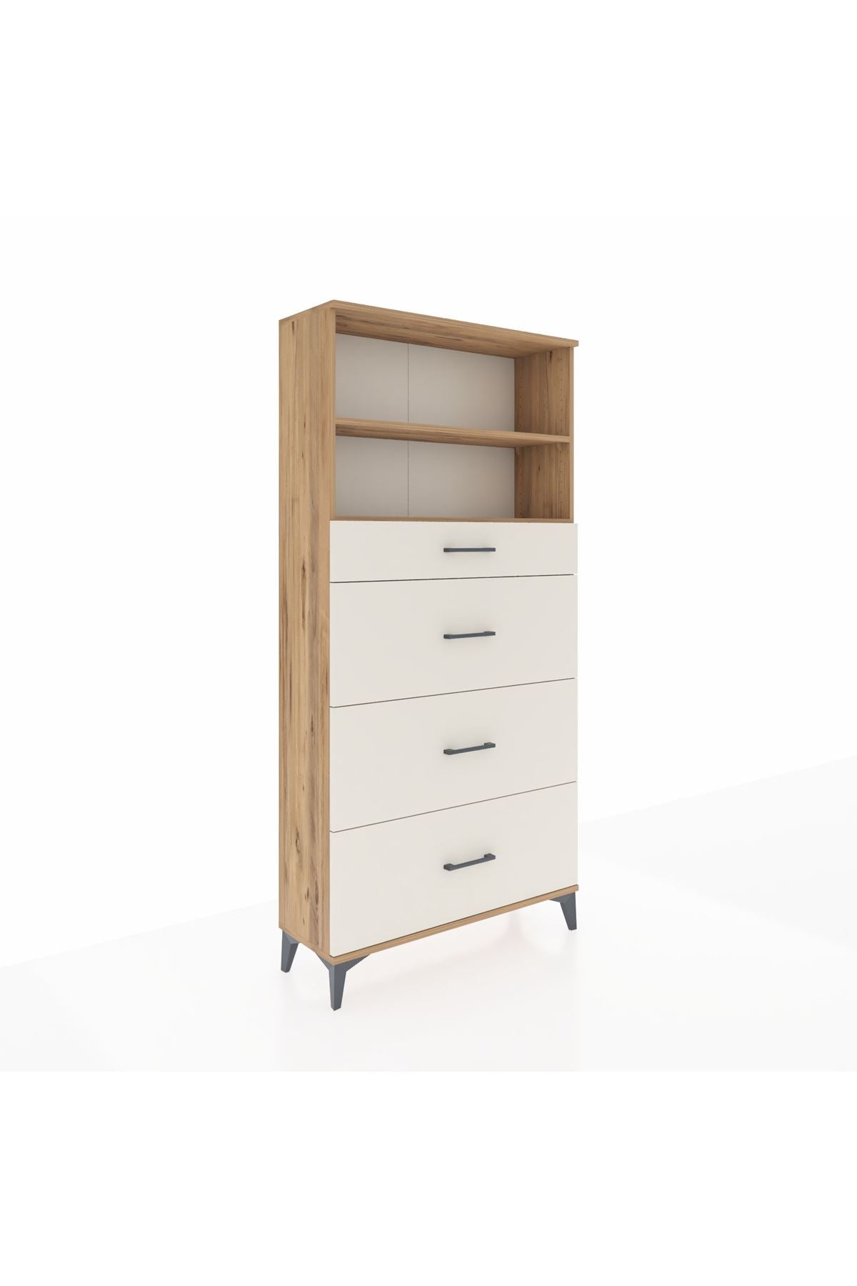 Arges Dolap 2 Raflı 4 Çekmeceli 88x30x182 Çam-Aytaşı