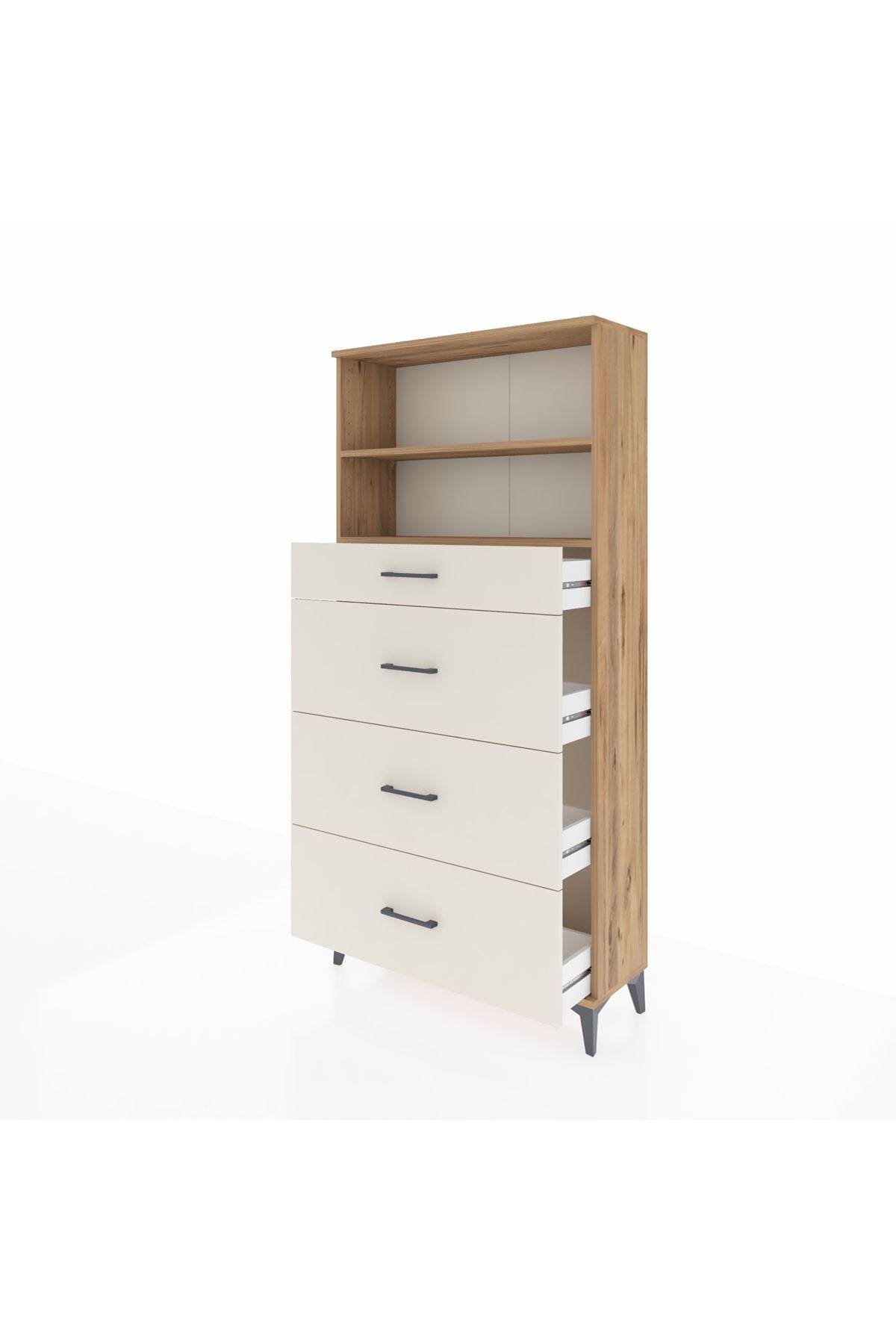 Arges Dolap 2 Raflı 4 Çekmeceli 88x30x182 Çam-Aytaşı