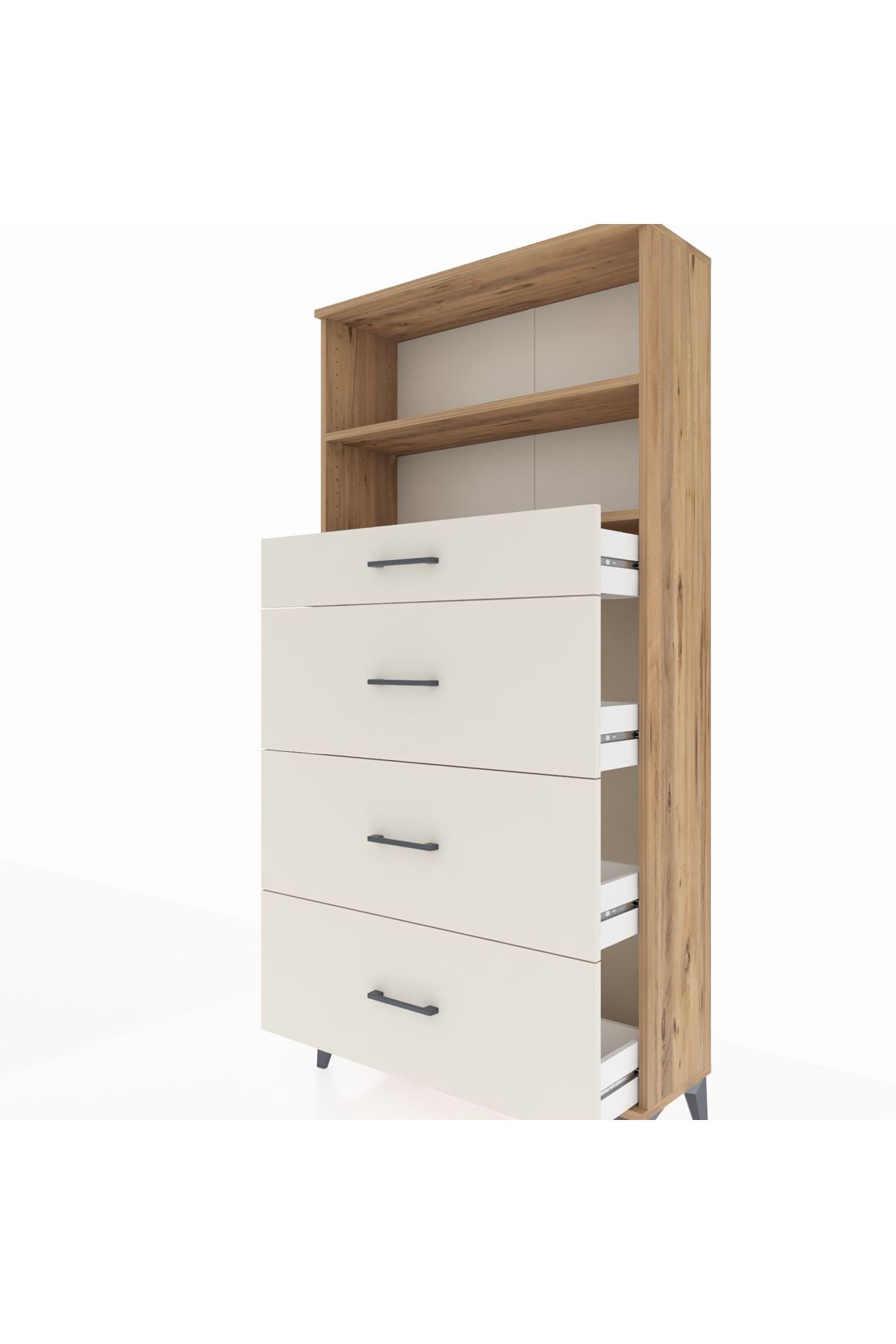 Arges Dolap 2 Raflı 4 Çekmeceli 88x30x182 Çam-Aytaşı