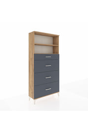 Arges Dolap 2 Raflı 4 Çekmeceli 88x30x182 Çam-Antrasit