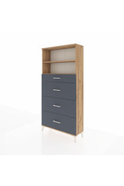 Arges Dolap 2 Raflı 4 Çekmeceli 88x30x182 Çam-Antrasit