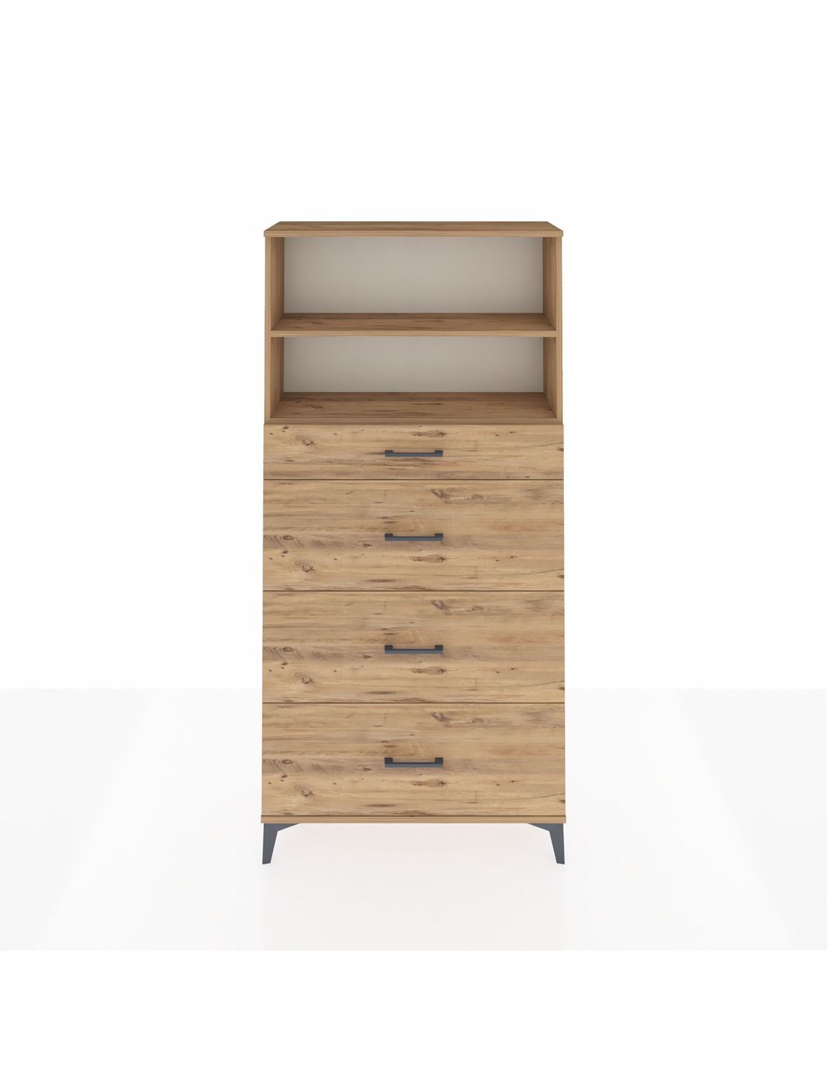 Arges Dolap 2 Raflı 4 Çekmeceli 88x30x182 Çam-Çam