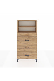 Arges Dolap 2 Raflı 4 Çekmeceli 88x30x182 Çam-Çam