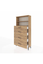 Arges Dolap 2 Raflı 4 Çekmeceli 88x30x182 Çam-Çam