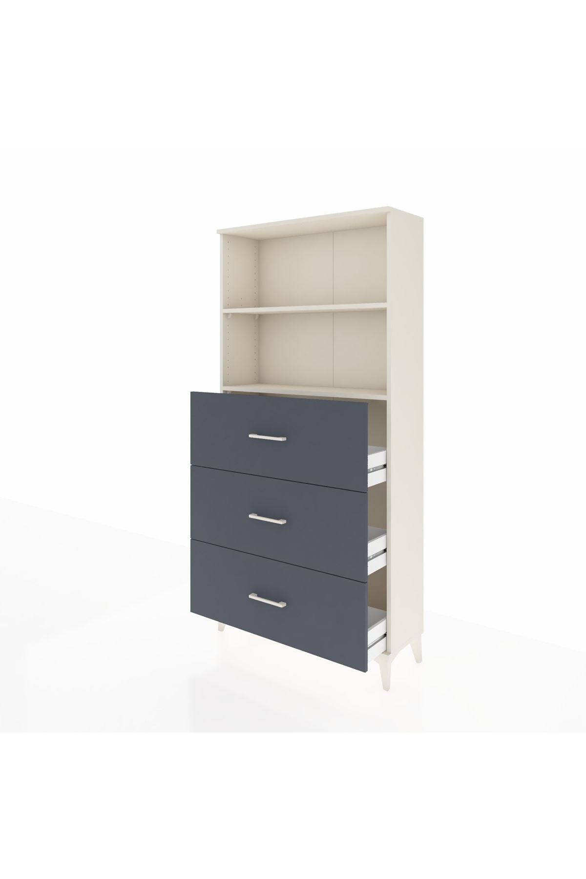 Arges Dolap 2 Raflı 3 Çekmeceli 88x30x182 Aytaşı-Antrasit