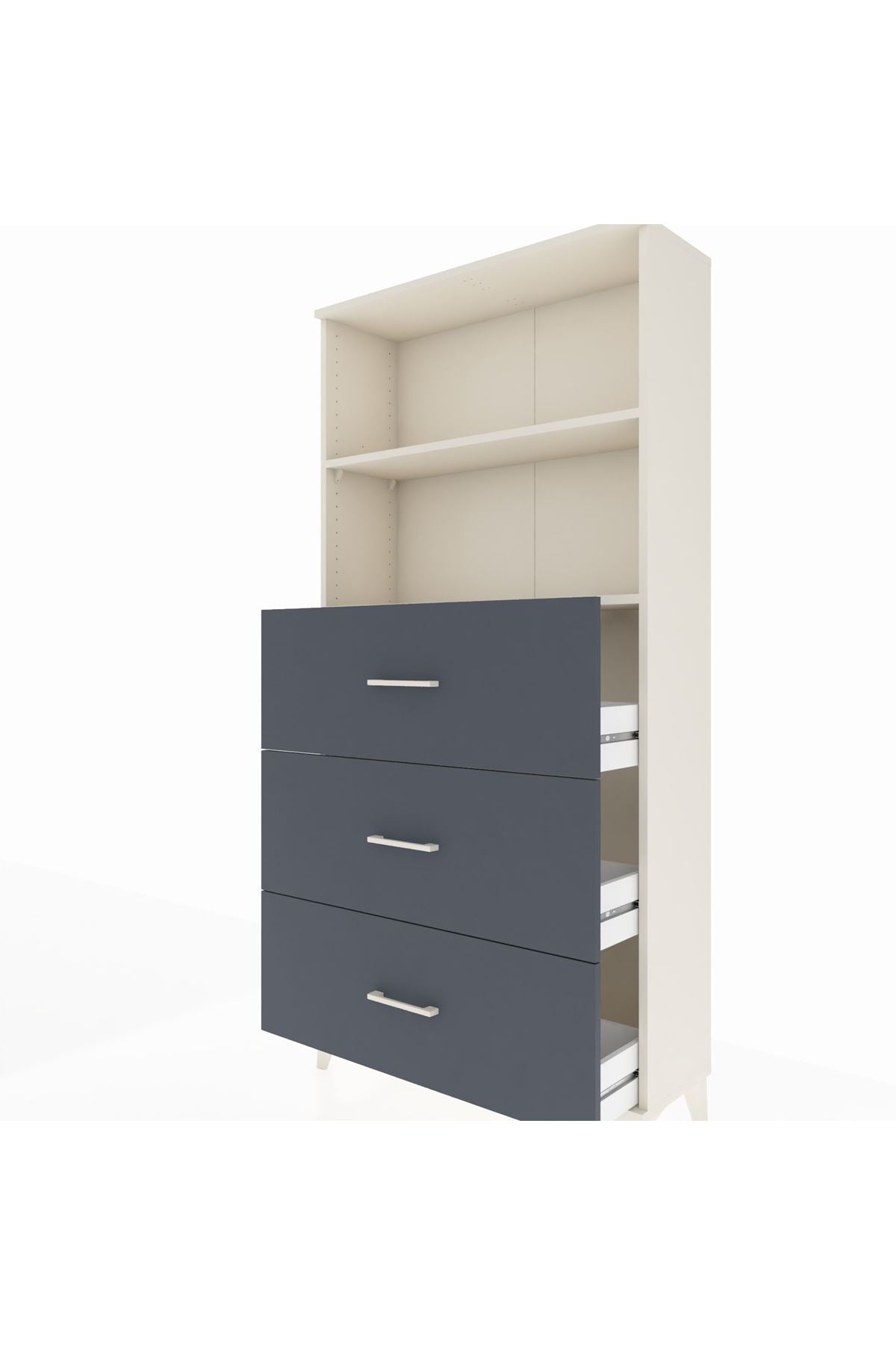 Arges Dolap 2 Raflı 3 Çekmeceli 88x30x182 Aytaşı-Antrasit