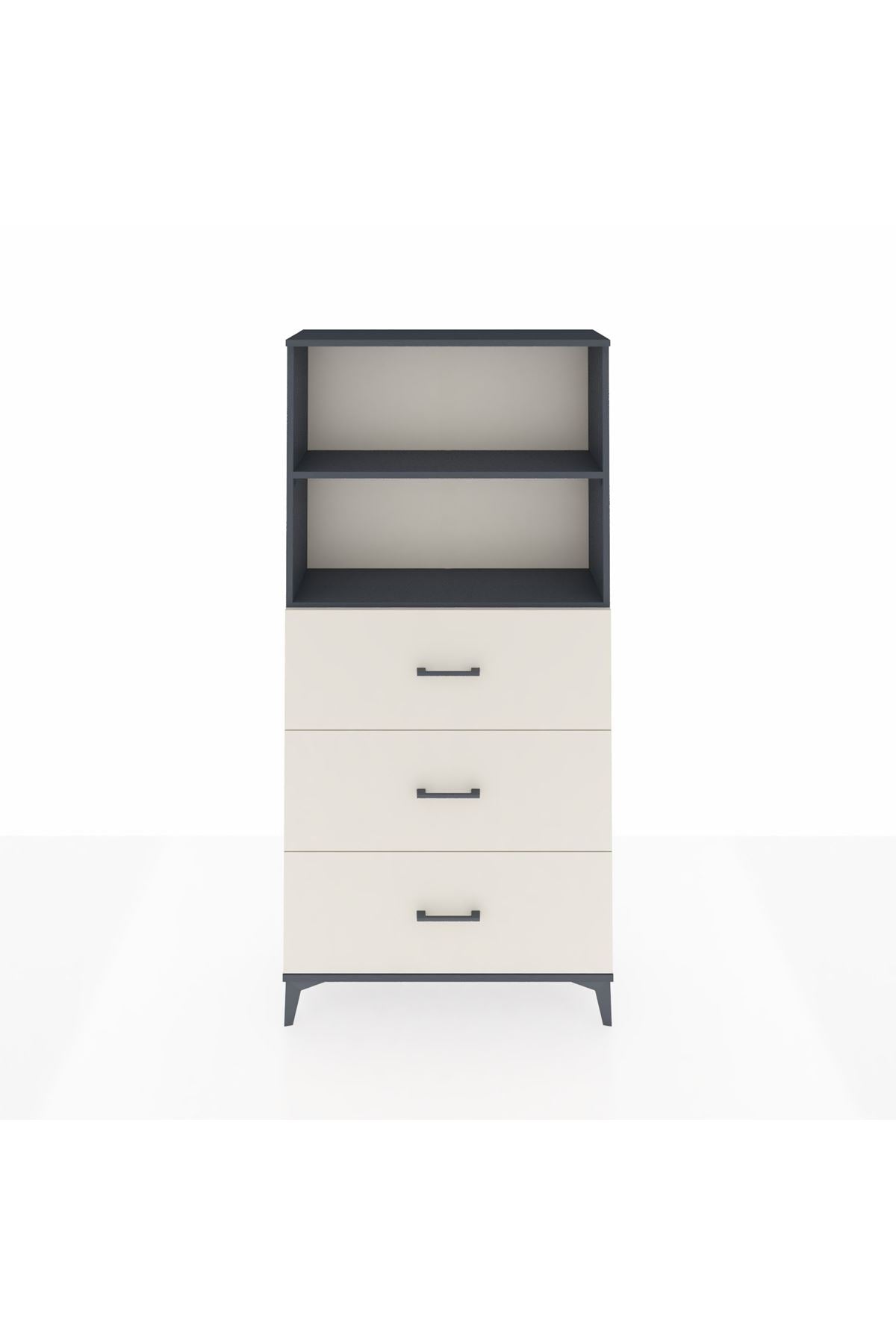 Arges Dolap 2 Raflı 3 Çekmeceli 88x30x182 Antrasit-Aytaşı