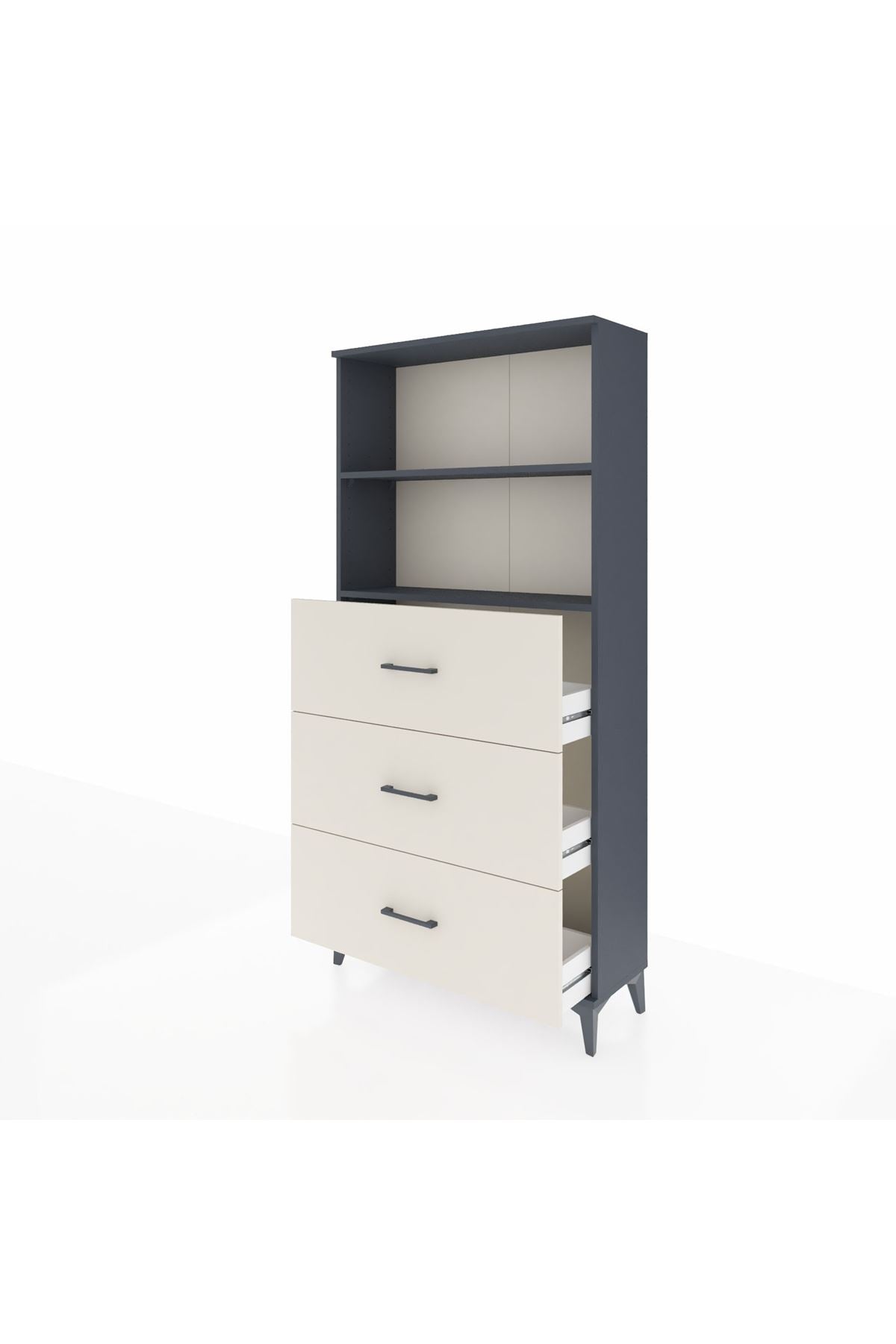 Arges Dolap 2 Raflı 3 Çekmeceli 88x30x182 Antrasit-Aytaşı