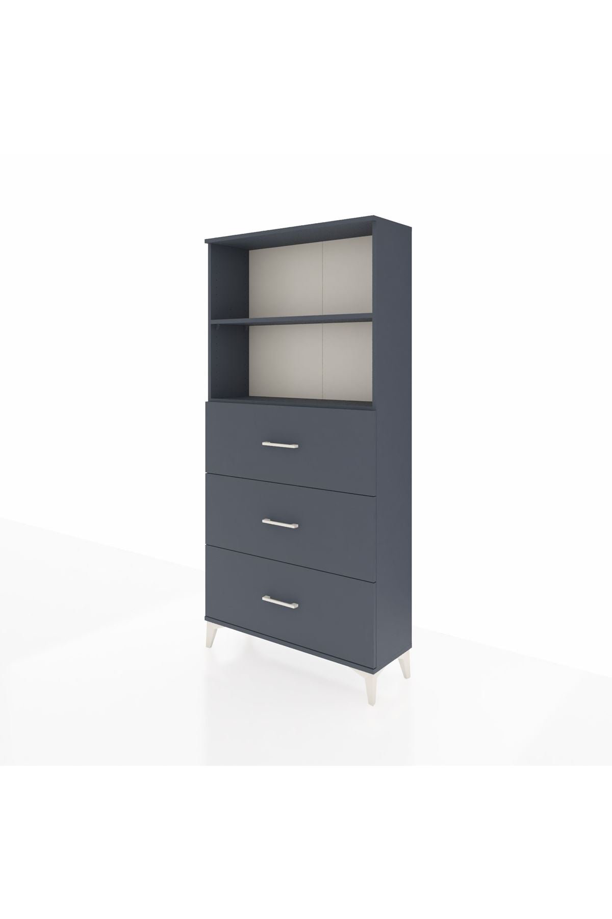 Arges Dolap 2 Raflı 3 Çekmeceli 88x30x182 Antrasit-Antrasit