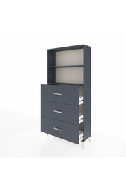 Arges Dolap 2 Raflı 3 Çekmeceli 88x30x182 Antrasit-Antrasit