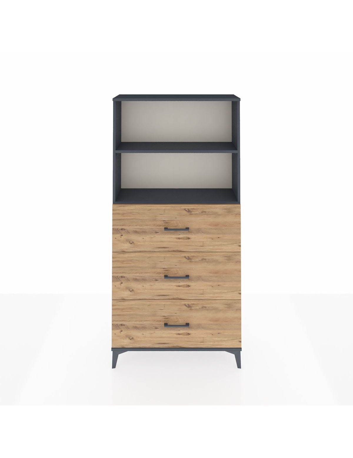 Arges Dolap 2 Raflı 3 Çekmeceli 88x30x182 Antrasit-Çam