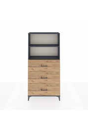 Arges Dolap 2 Raflı 3 Çekmeceli 88x30x182 Antrasit-Çam