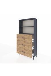 Arges Dolap 2 Raflı 3 Çekmeceli 88x30x182 Antrasit-Çam