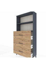 Arges Dolap 2 Raflı 3 Çekmeceli 88x30x182 Antrasit-Çam