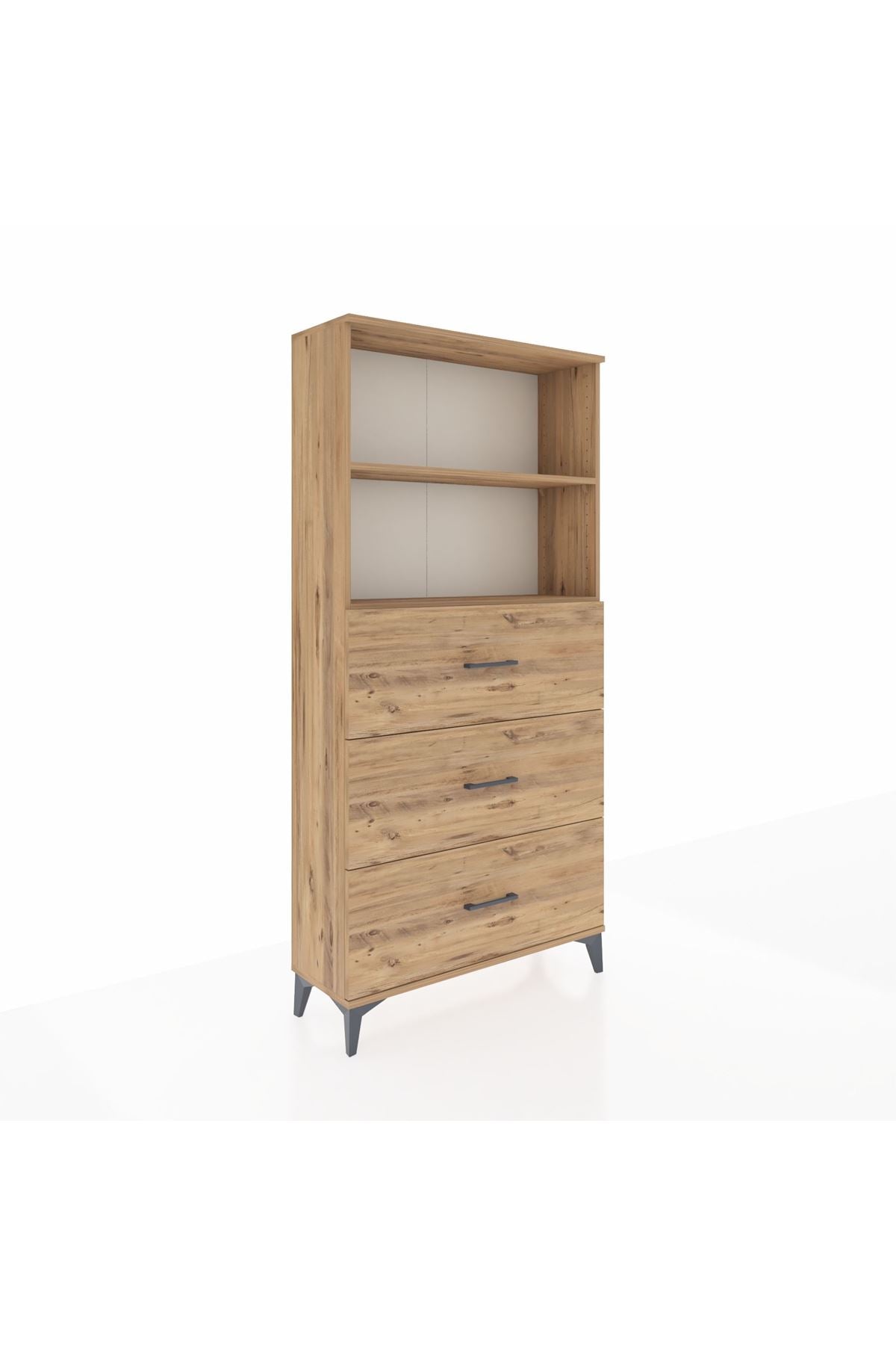 Arges Dolap 2 Raflı 3 Çekmeceli 88x30x182 Çam-Çam