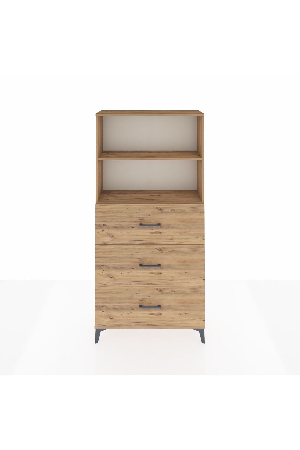 Arges Dolap 2 Raflı 3 Çekmeceli 88x30x182 Çam-Çam