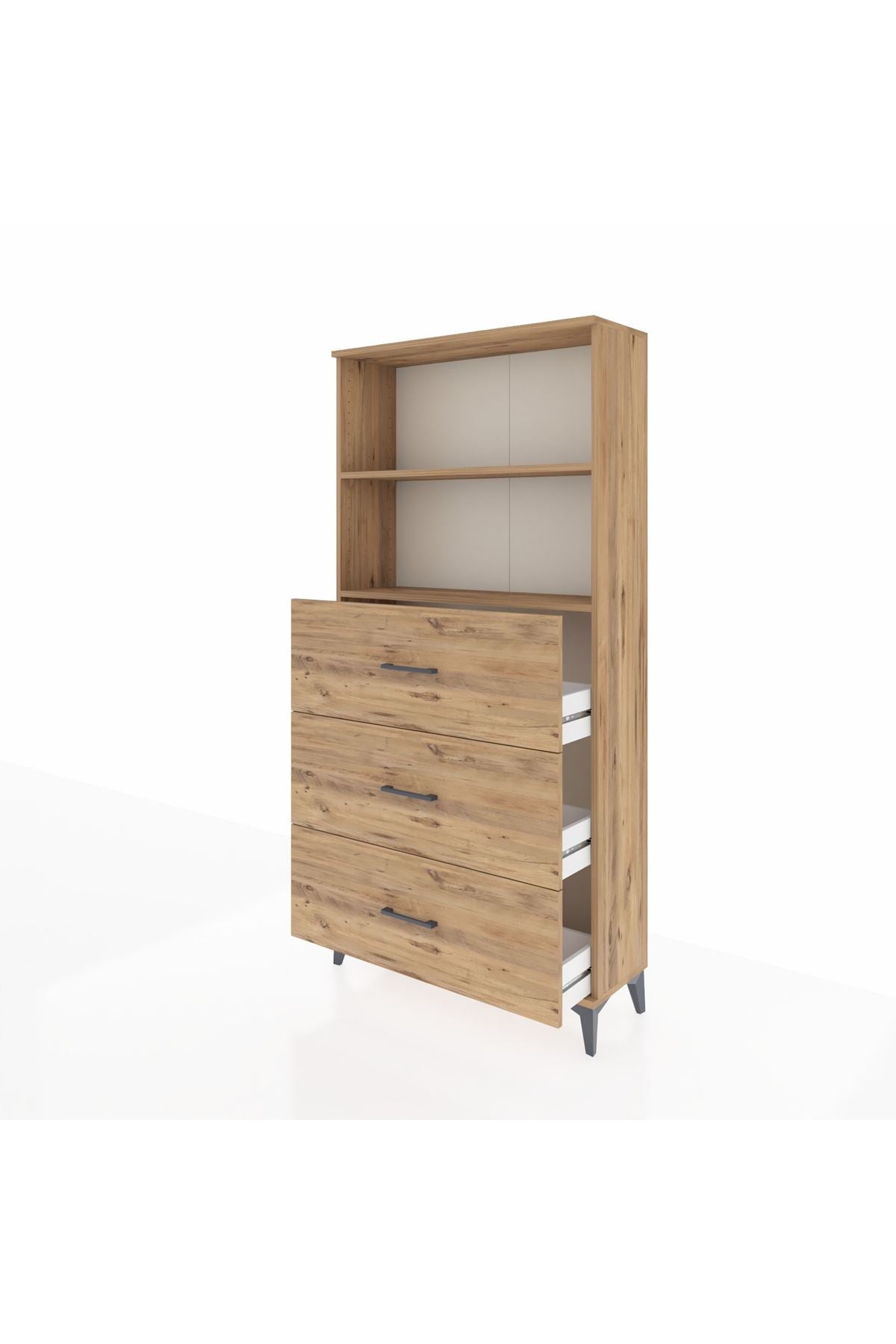 Arges Dolap 2 Raflı 3 Çekmeceli 88x30x182 Çam-Çam