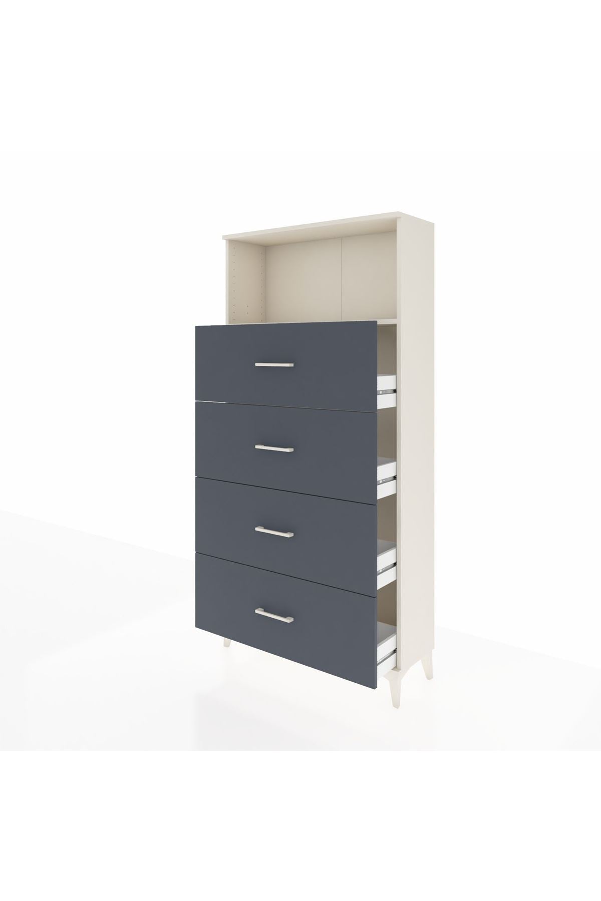 Arges Dolap 2 Raflı 4 Çekmeceli 88x30x182 Aytaşı-Antrasit