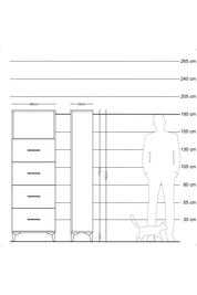 Arges Dolap 2 Raflı 4 Çekmeceli 88x30x182 Aytaşı-Antrasit