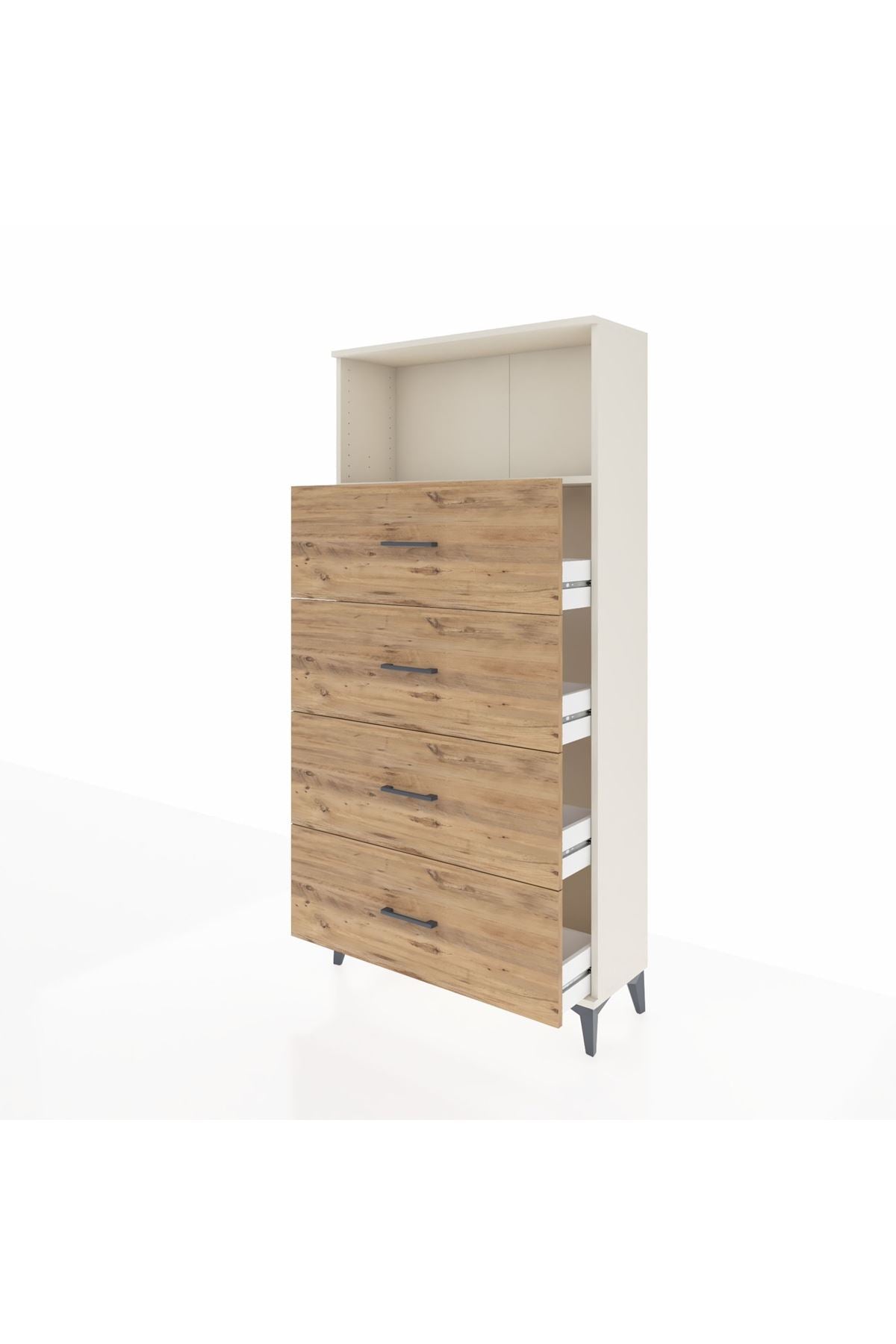 Arges Dolap 2 Raflı 4 Çekmeceli 88x30x182 Aytaşı-Çam