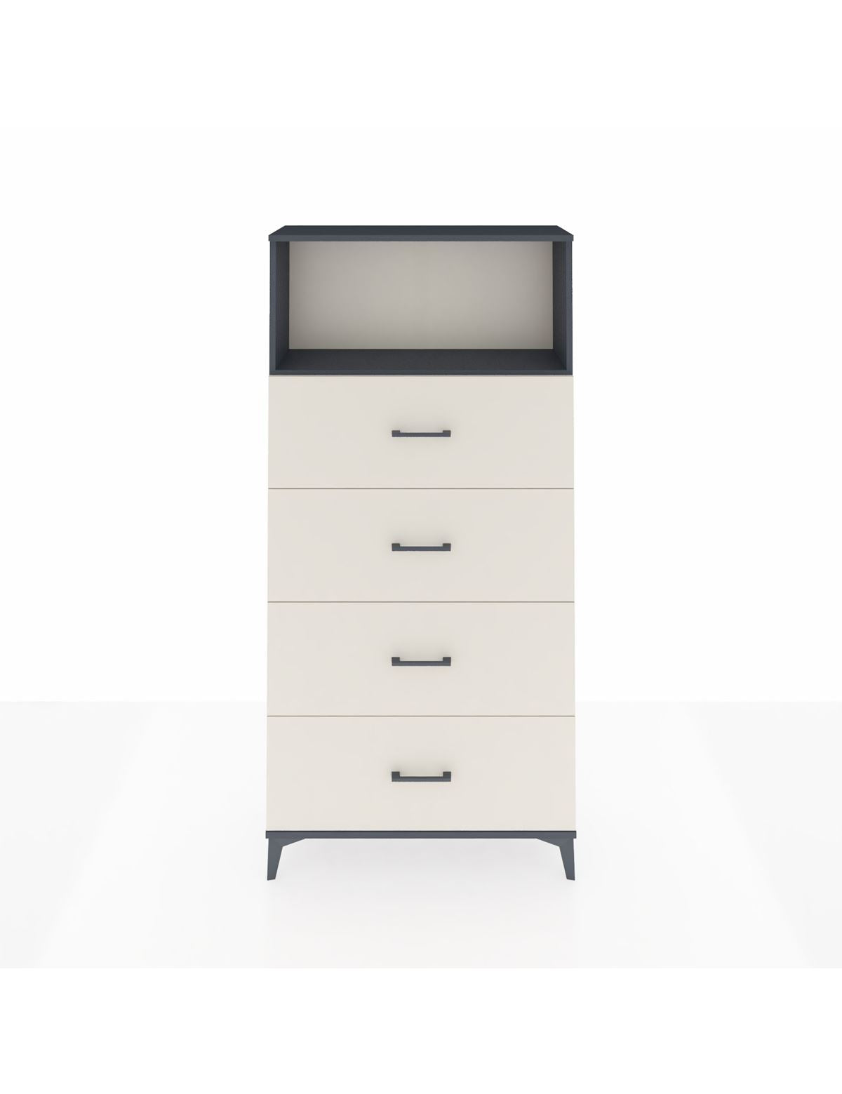 Arges Dolap 2 Raflı 4 Çekmeceli 88x30x182 Antrasit-Aytaşı