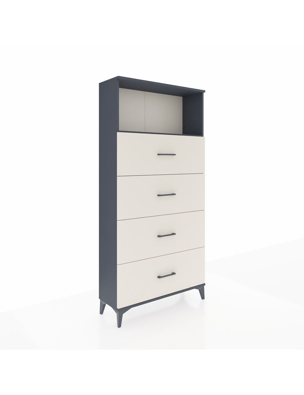 Arges Dolap 2 Raflı 4 Çekmeceli 88x30x182 Antrasit-Aytaşı