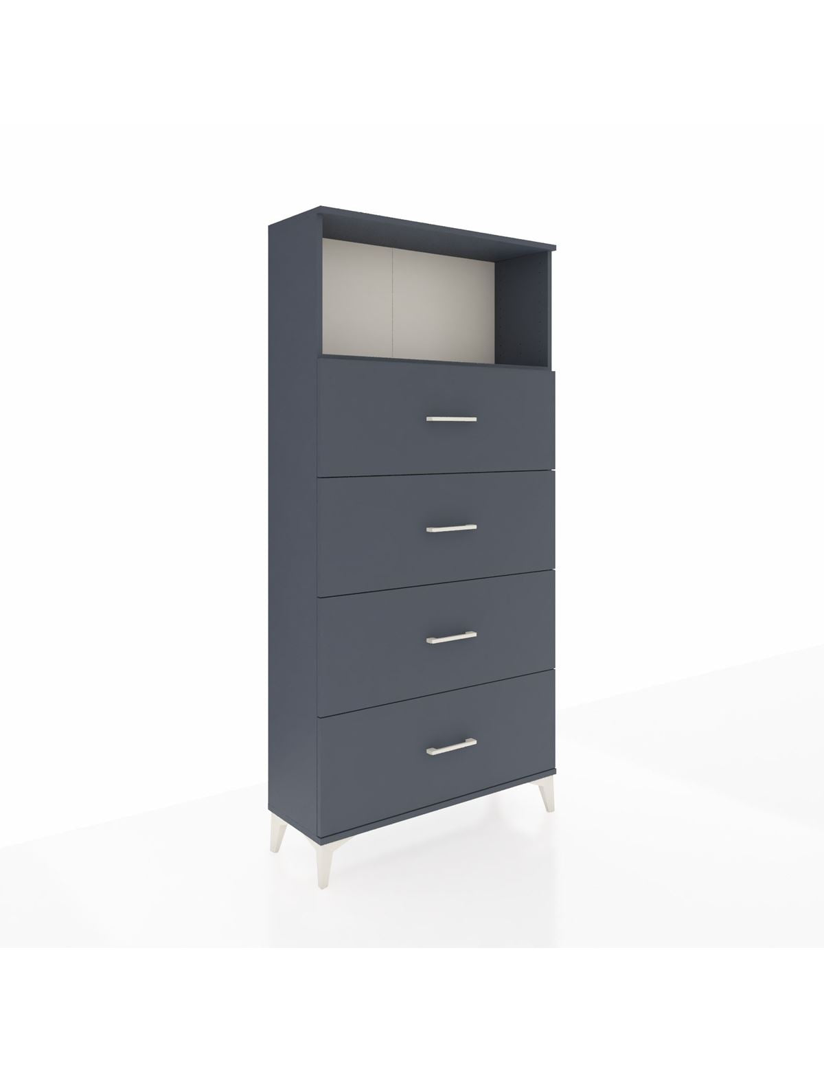 Arges Dolap 2 Raflı 4 Çekmeceli 88x30x182 Antrasit-Antrasit