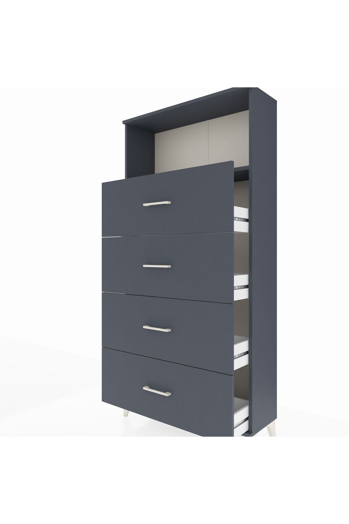 Arges Dolap 2 Raflı 4 Çekmeceli 88x30x182 - S24M053V5A
