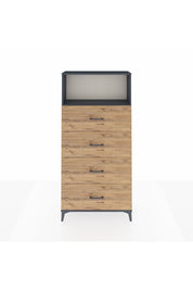 Arges Dolap 2 Raflı 4 Çekmeceli 88x30x182 Antrasit-Çam