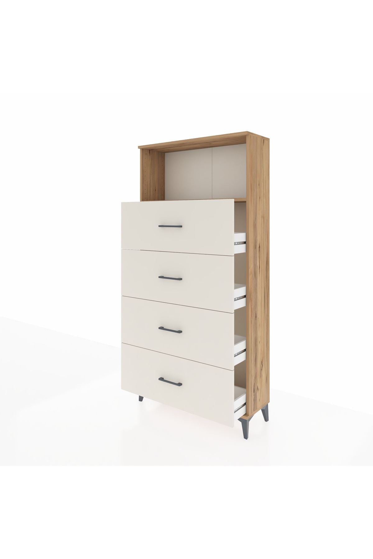 Arges Dolap 2 Raflı 4 Çekmeceli 88x30x182 Çam-Aytaşı