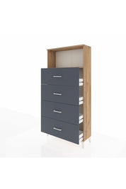 Arges Dolap 2 Raflı 4 Çekmeceli 88x30x182 Çam-Antrasit