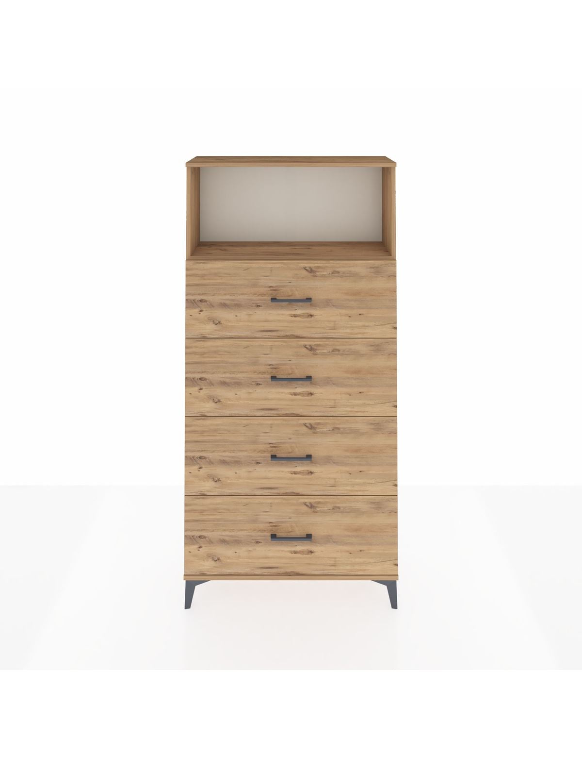 Arges Dolap 2 Raflı 4 Çekmeceli 88x30x182 Çam-Çam