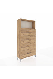 Arges Dolap 2 Raflı 4 Çekmeceli 88x30x182 Çam-Çam