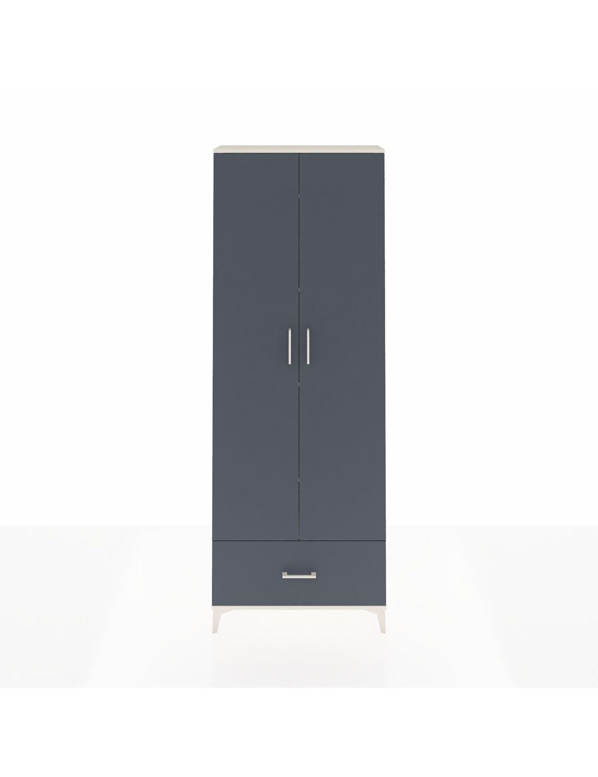 Arges Dolap 5 Raflı Tek Çekmeceli 2 Kapaklı 88x30x243 Aytaşı-Antrasit