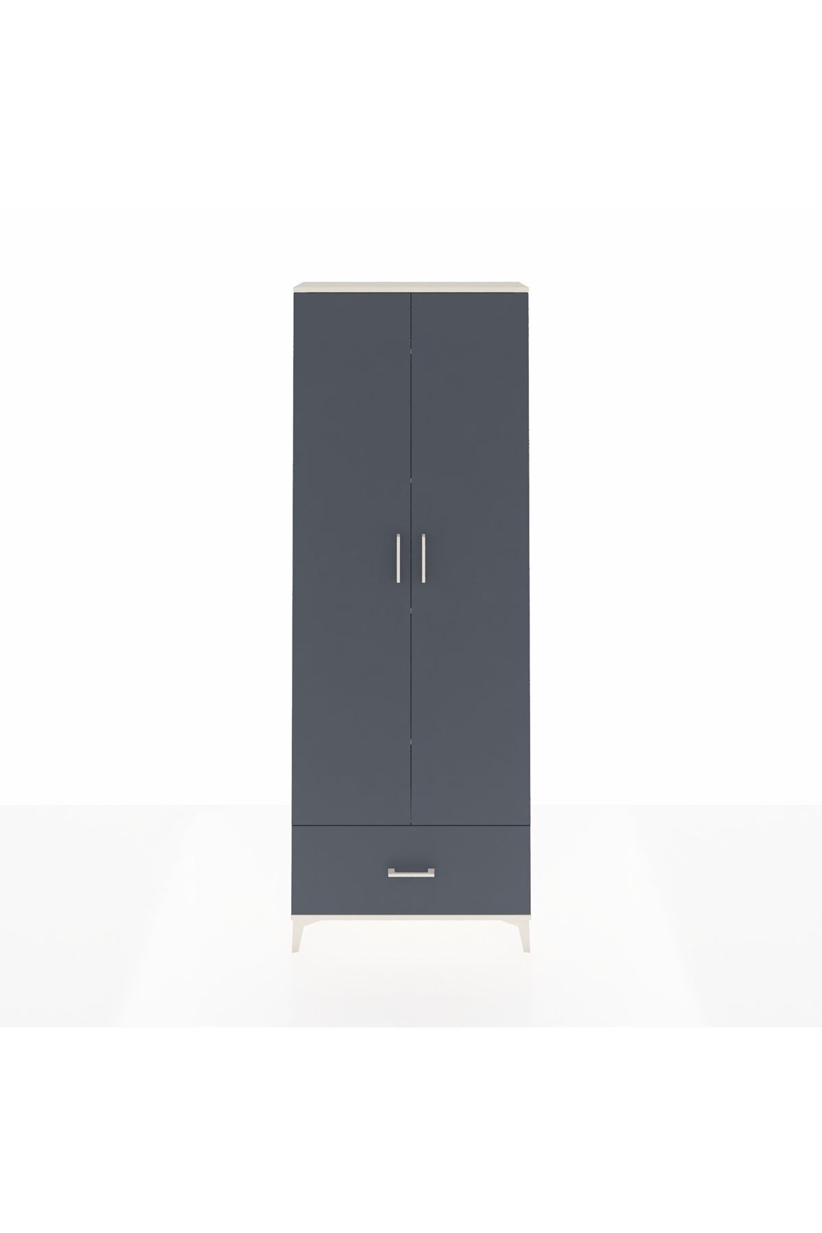 Arges Dolap 5 Raflı Tek Çekmeceli 2 Kapaklı 88x30x243 Aytaşı-Antrasit