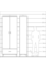Arges Dolap 5 Raflı Tek Çekmeceli 2 Kapaklı 88x30x243 Aytaşı-Çam
