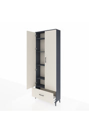 Arges Dolap 5 Raflı Tek Çekmeceli 2 Kapaklı 88x30x243 Antrasit-Aytaşı