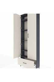 Arges Dolap 5 Raflı Tek Çekmeceli 2 Kapaklı 88x30x243 Antrasit-Aytaşı