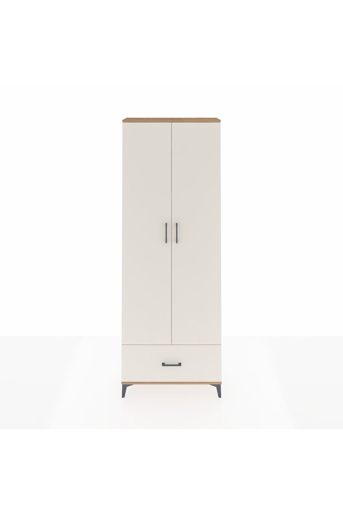 Arges Dolap 5 Raflı Tek Çekmeceli 2 Kapaklı 88x30x243 Çam-Aytaşı