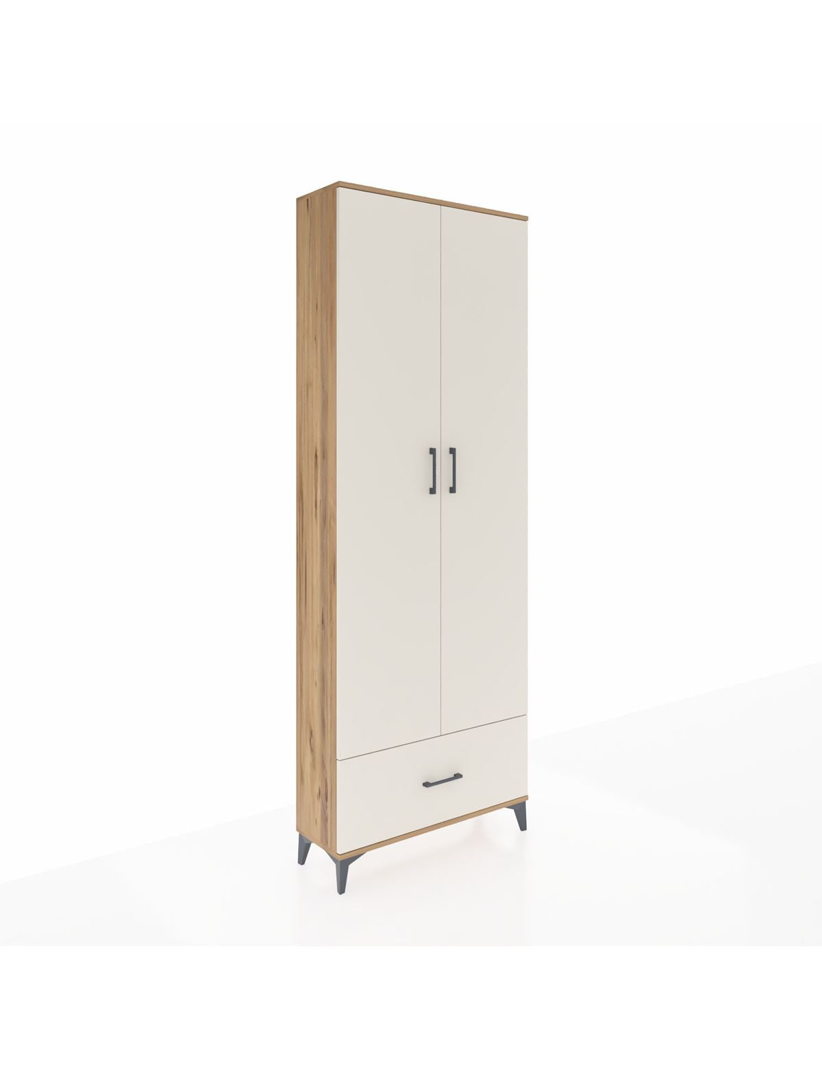 Arges Dolap 5 Raflı Tek Çekmeceli 2 Kapaklı 88x30x243 Çam-Aytaşı