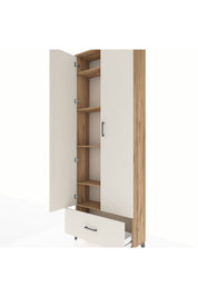 Arges Dolap 5 Raflı Tek Çekmeceli 2 Kapaklı 88x30x243 Çam-Aytaşı