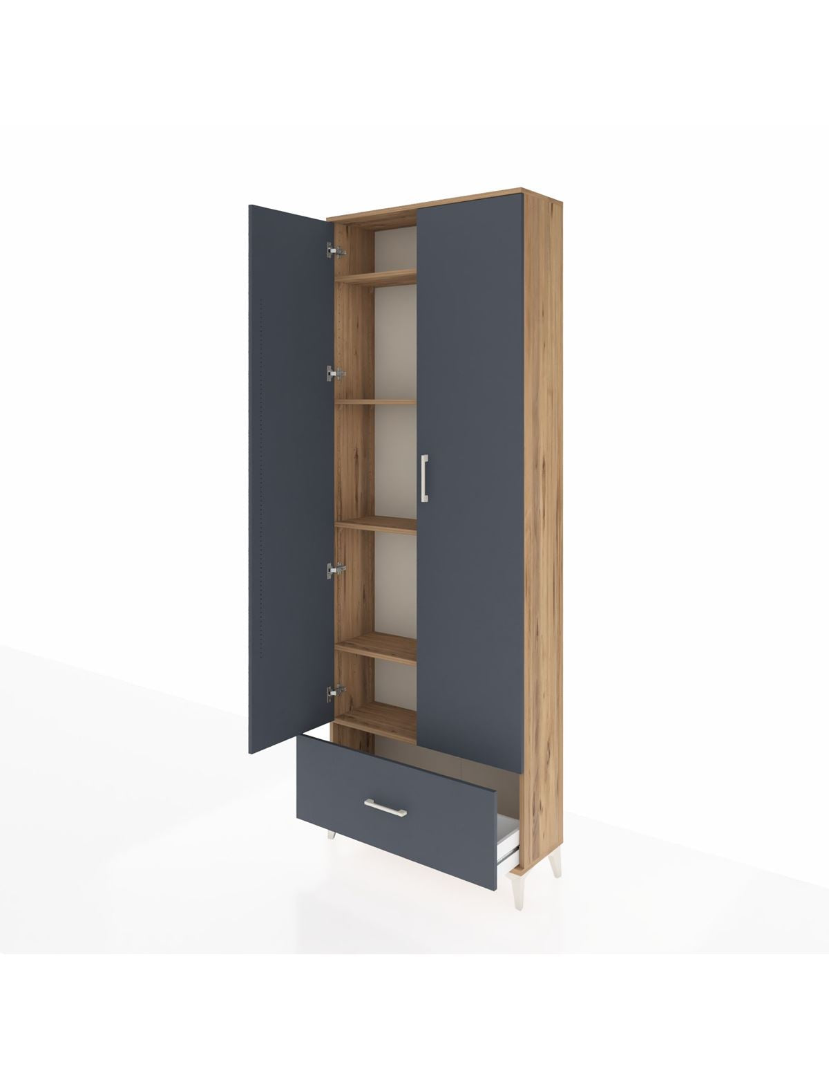 Arges Dolap 5 Raflı Tek Çekmeceli 2 Kapaklı 88x30x243 - S33M001V8A