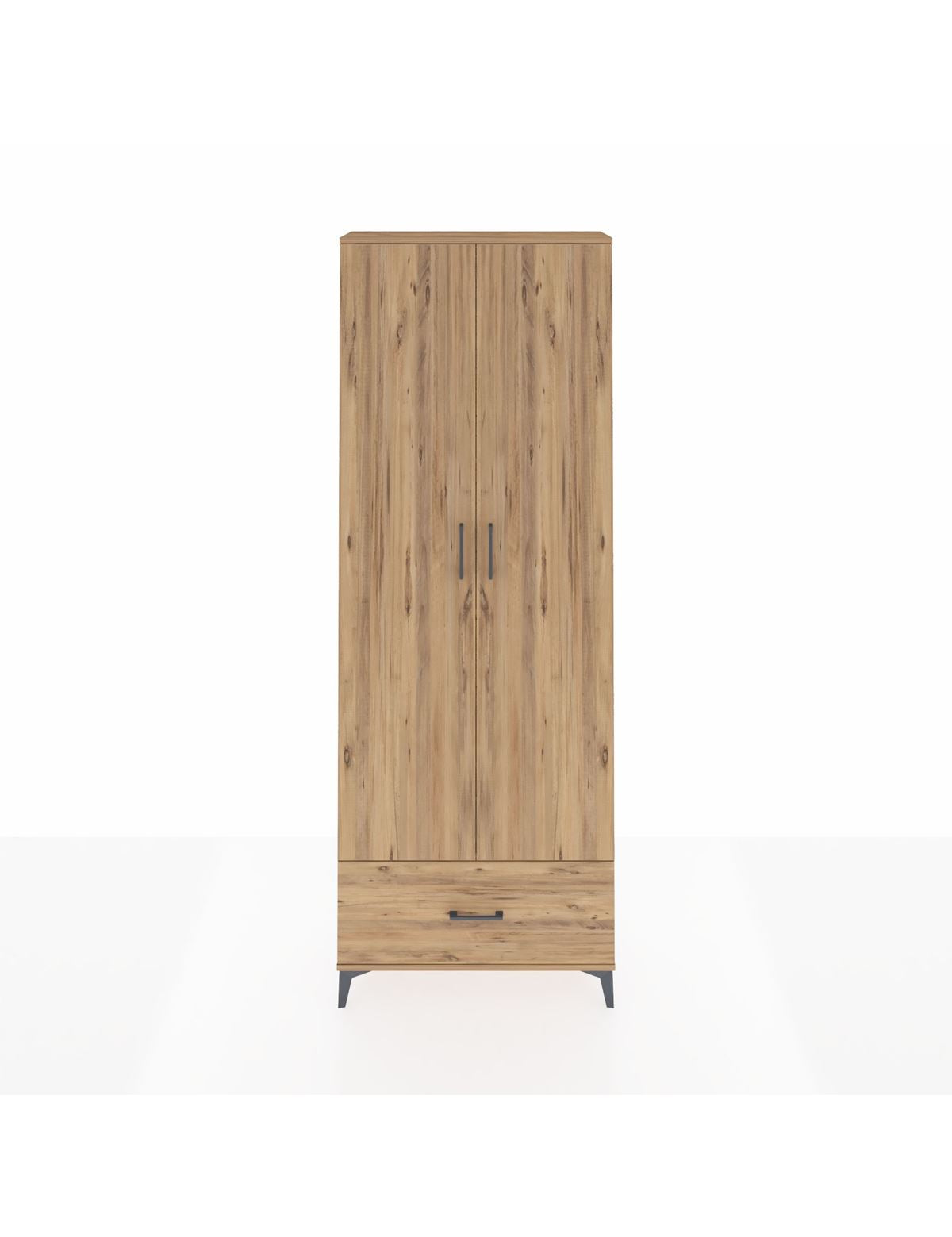 Arges Dolap 5 Raflı Tek Çekmeceli 2 Kapaklı 88x30x243 Çam-Çam