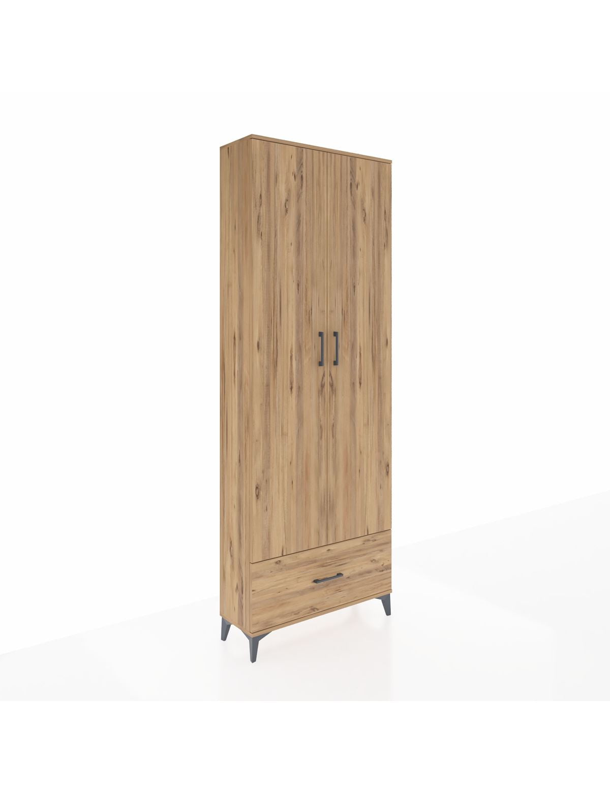 Arges Dolap 5 Raflı Tek Çekmeceli 2 Kapaklı 88x30x243 Çam-Çam