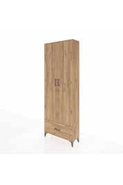 Arges Dolap 5 Raflı Tek Çekmeceli 2 Kapaklı 88x30x243 Çam-Çam